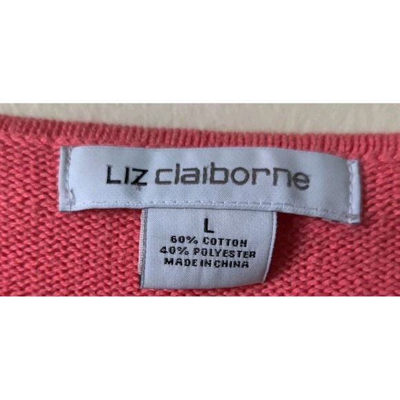 Liz Claiborne Women's Pullover Knit Sweater Pink/Black Chevron Design Size Large - Picture 3 of 4